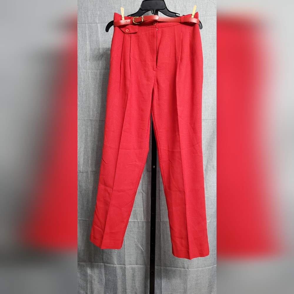 Liz Baker Vintage 70s 80s Colorful Trousers Women's Pants w/ Belt |Size: 14 |Col